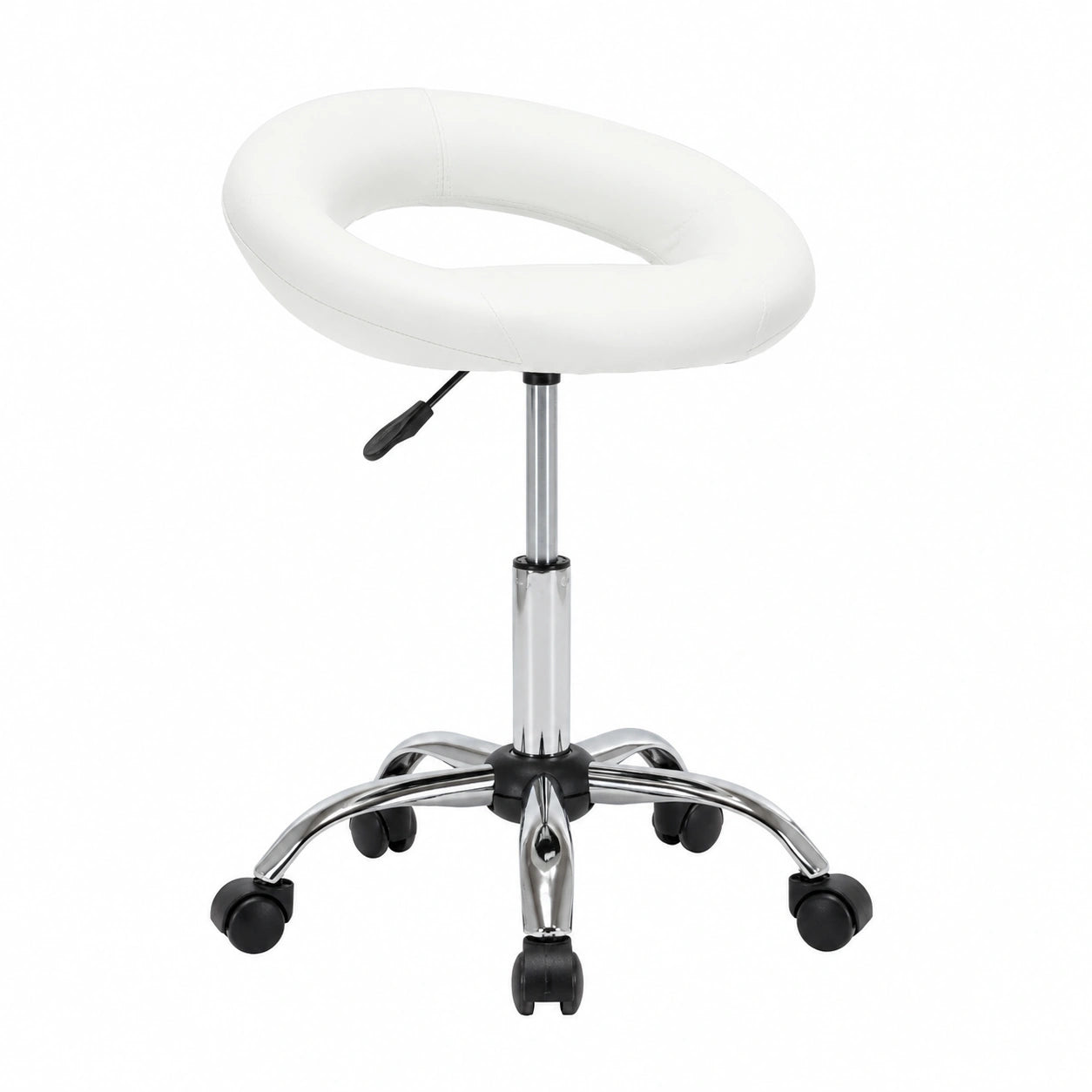Bureau, pivotant, réglable, sur roulettes, en similicuir, coloris blanc, pour l’espace de travail