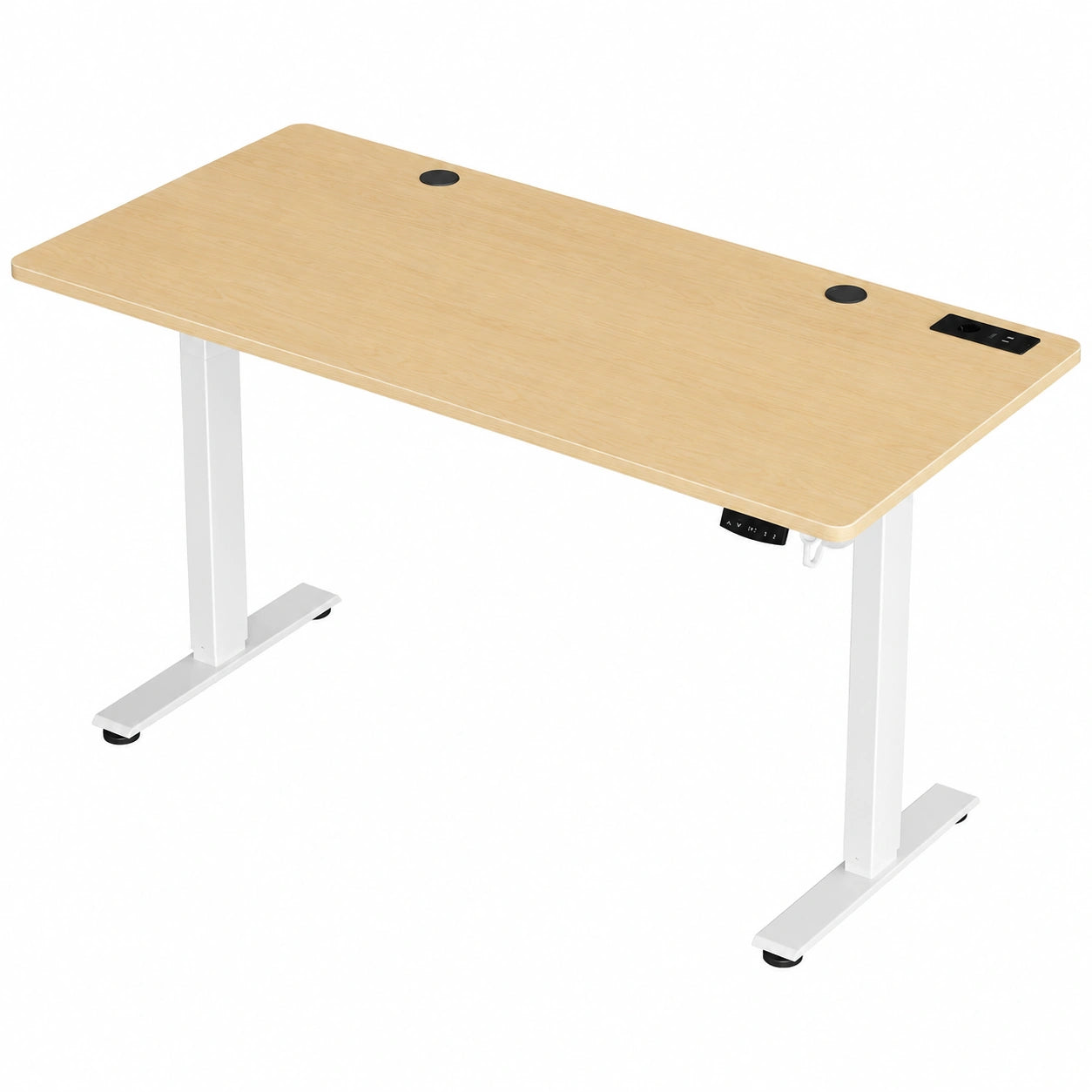 Bureau, avec prise intégrée, coloris beige, pour l’espace de travail