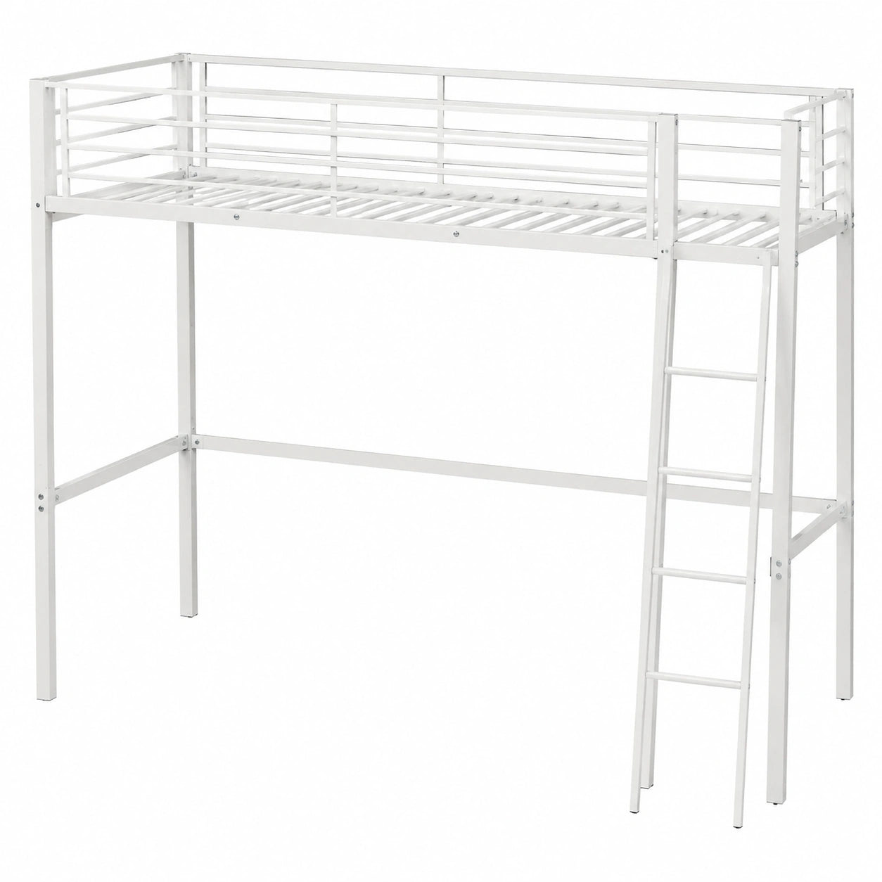 Lit gain de place, en métal et verre trempé, réglable, coloris blanc, 2 places, pour la chambre