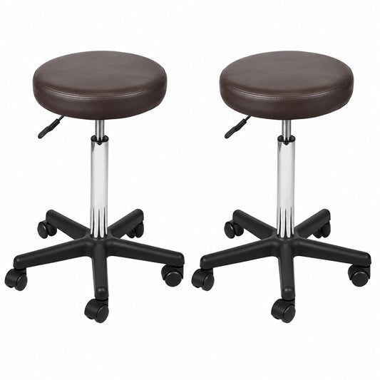 Bureau, pivotant, réglable, sur roulettes, en similicuir, coloris marron, pour l’espace de travail
