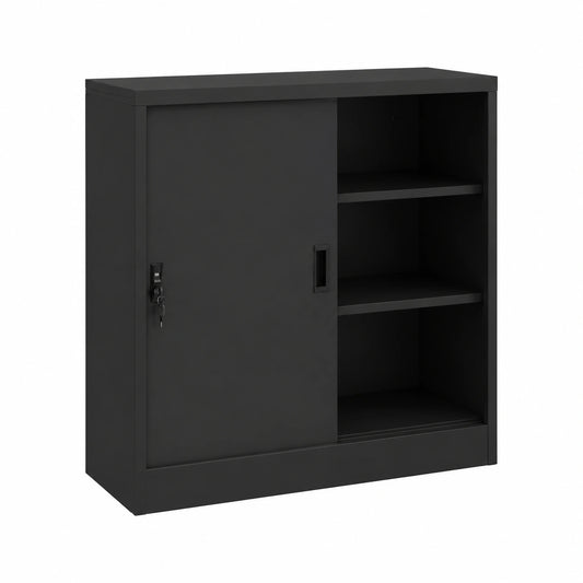 Armoire, avec rangement, avec portes coulissantes, avec portes, en acier, 90 x 40 x 90 cm, coloris anthracite, pour la chambre
