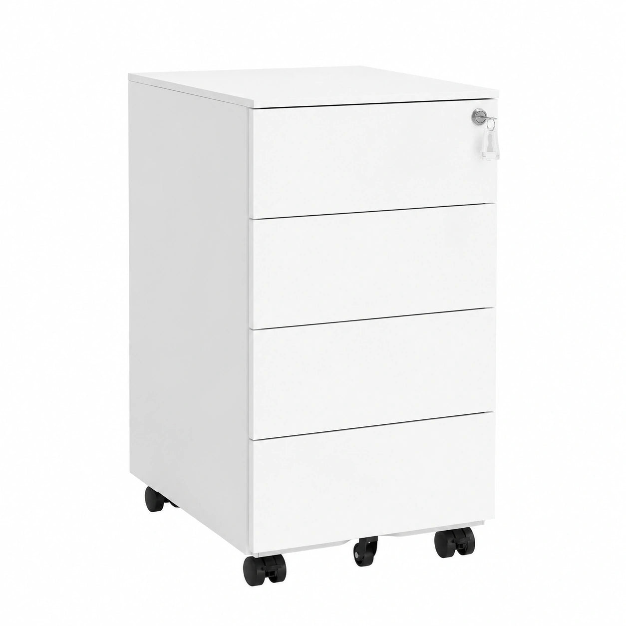 Bureau, avec tiroirs, sur roulettes, en métal, 45 x 39 x 69 cm, coloris blanc, pour l’espace de travail