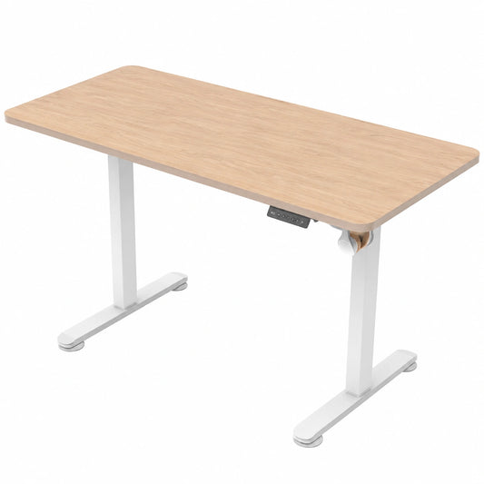 Bureau, réglable, avec prise intégrée, coloris beige, 120 x 60 cm, pour l’espace de travail