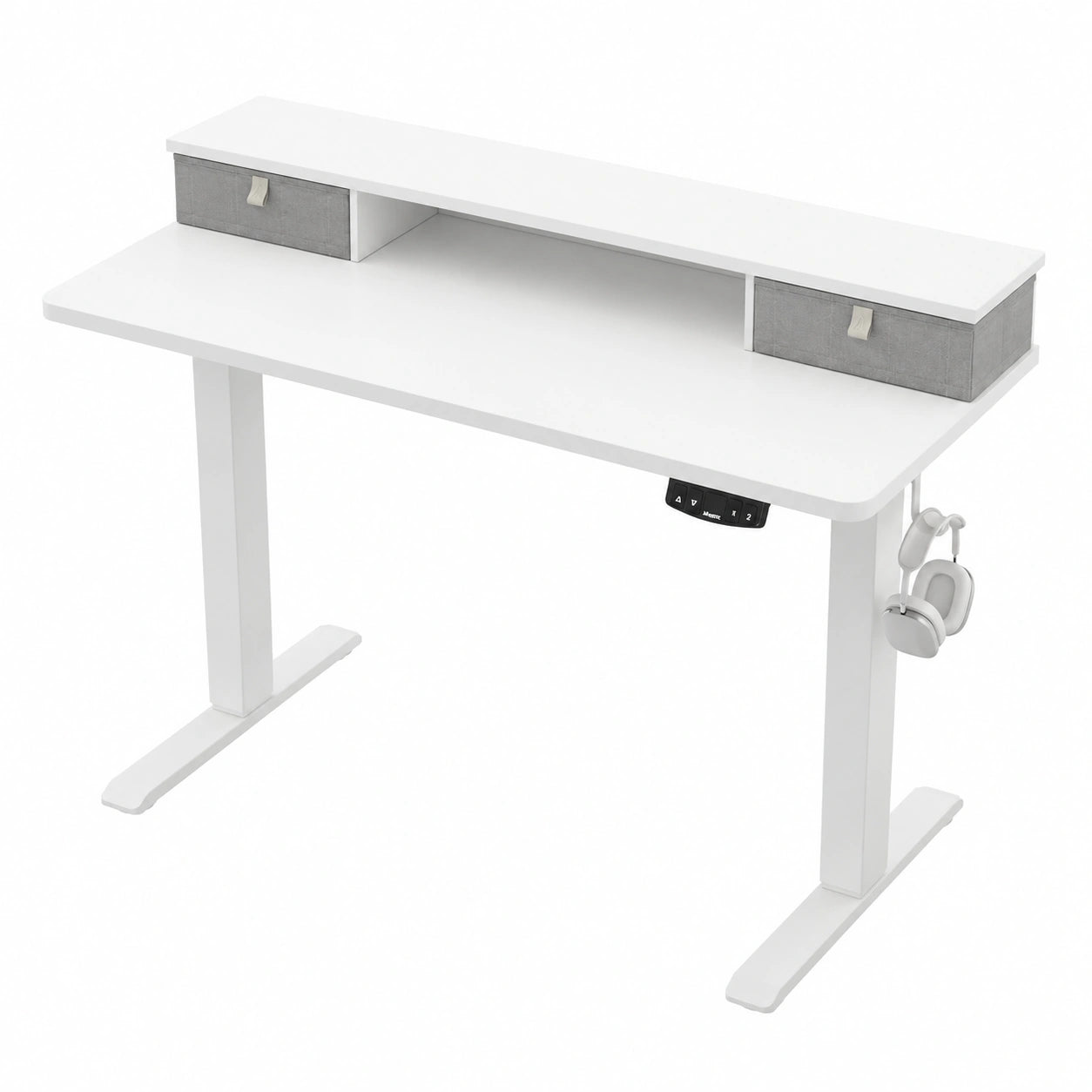 Bureau, réglable, avec tiroirs, 100 x 60 cm, coloris blanc, pour l’espace de travail