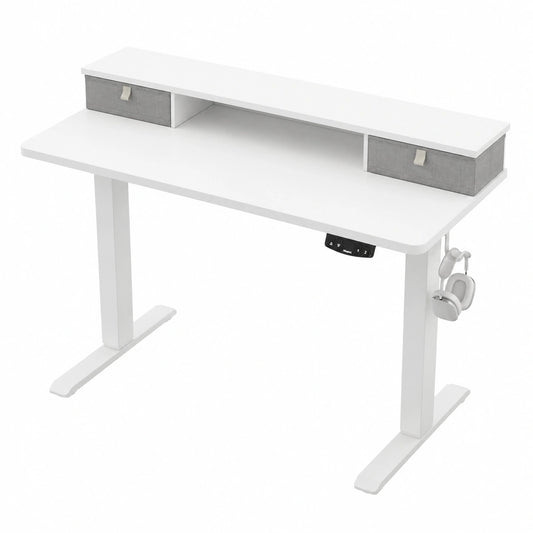 Bureau, réglable, avec tiroirs, 100 x 60 cm, coloris blanc, pour l’espace de travail
