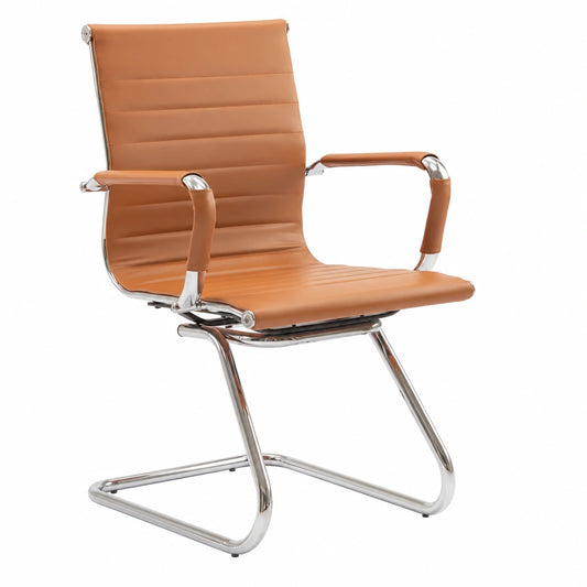 Bureau, en cuir, sur roulettes, coloris marron, pour l’espace de travail