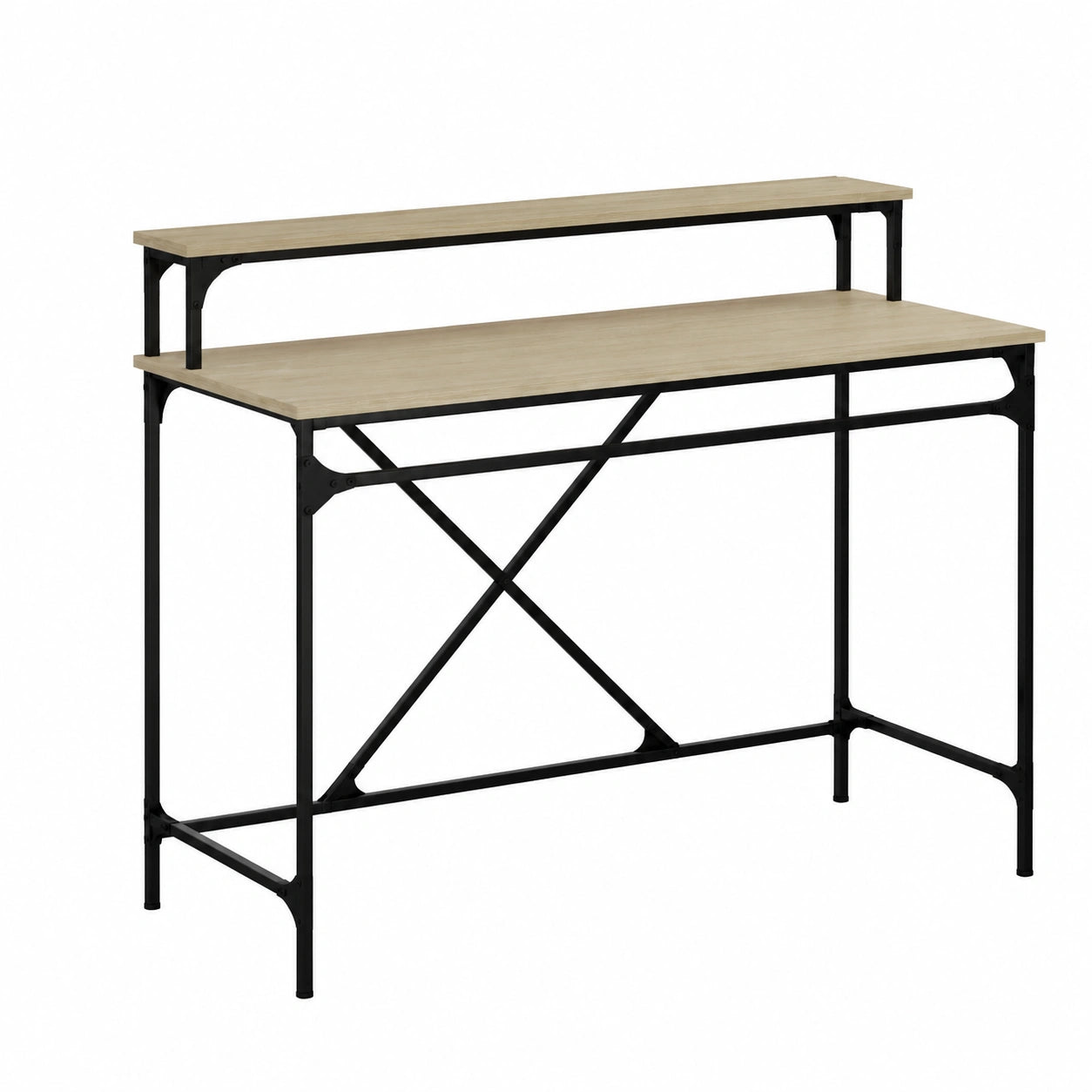 Bureau, avec rangement, avec étagères, en chêne, 100 x 50 x 90 cm, pour l’espace de travail
