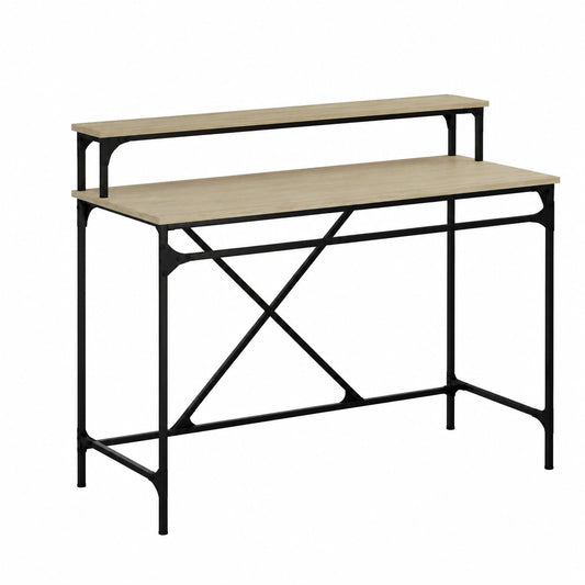 Bureau, avec rangement, avec étagères, en chêne, 100 x 50 x 90 cm, pour l’espace de travail