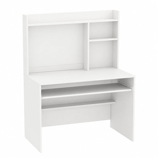 Bureau, avec rangement, avec étagères, coloris blanc, pour l’espace de travail