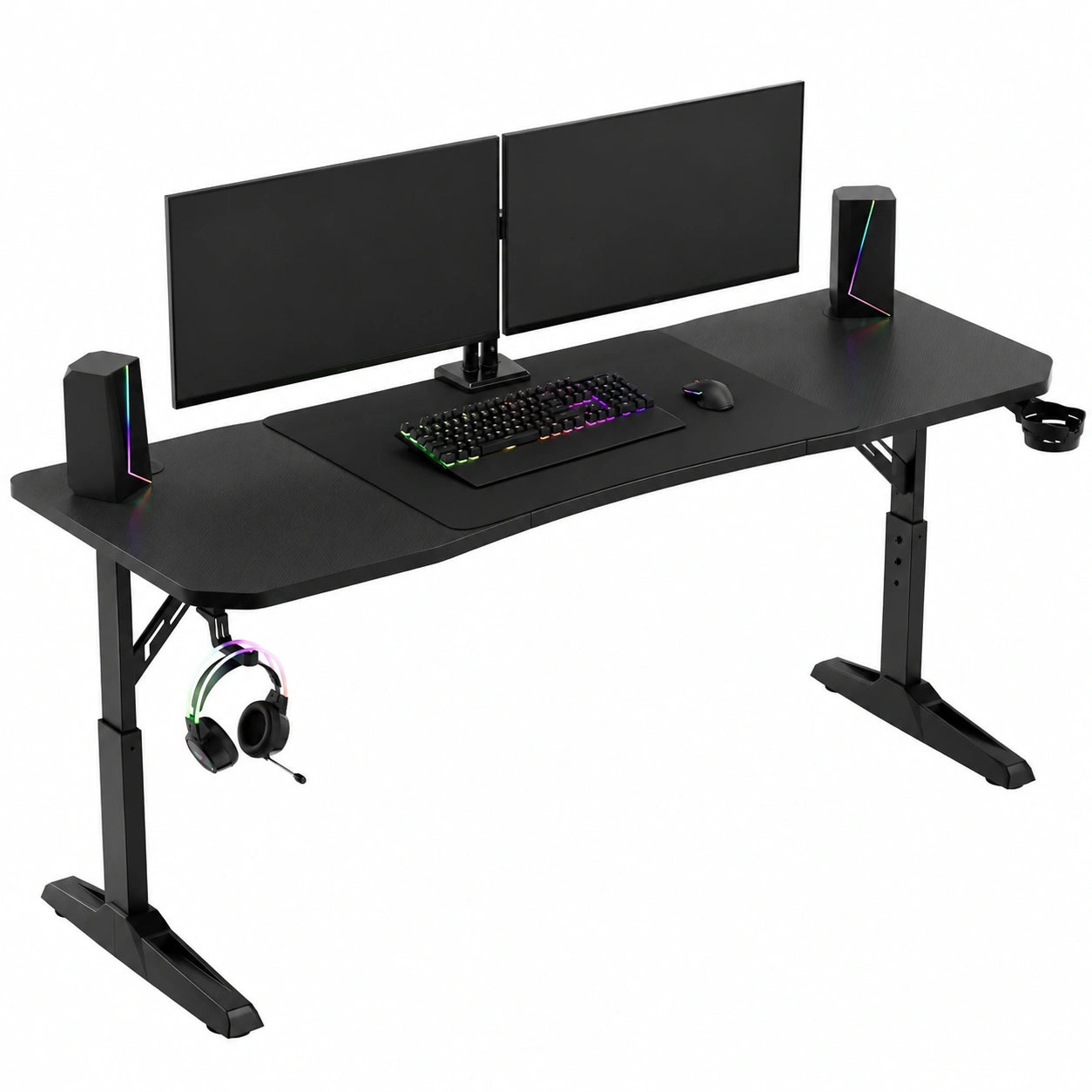 Bureau, réglable, coloris noir, 160 x 60 cm, pour l’espace de travail