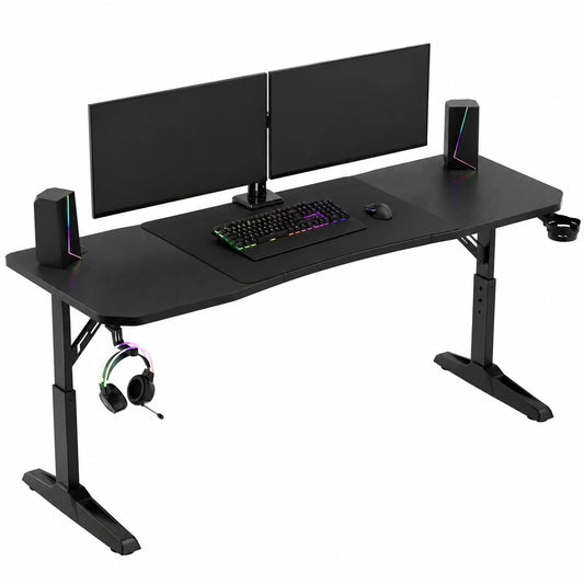 Bureau, réglable, coloris noir, 160 x 60 cm, pour l’espace de travail